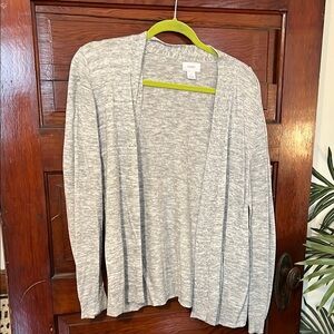 Gray Open-Front Cardigan Sweater